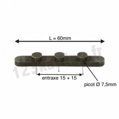 Clavette 3 picots Ø7,5 entraxe 15mm