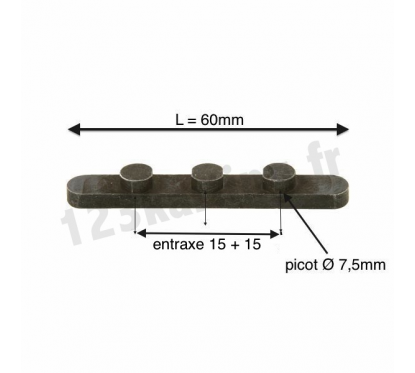 Clavette 3 picots Ø7,5 entraxe 15mm