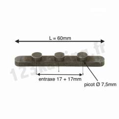 Clavette 3 picots Ø7,5 entraxe 17mm