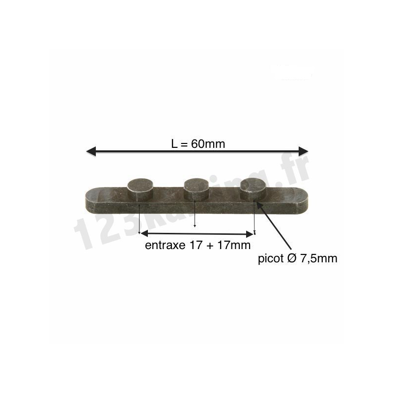 Clavette 3 picots Ø7,5 entraxe 17mm