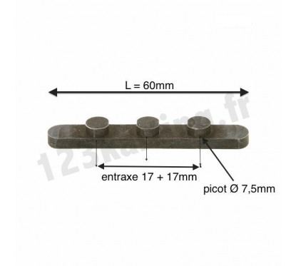 Clavette 3 picots Ø7,5 entraxe 17mm